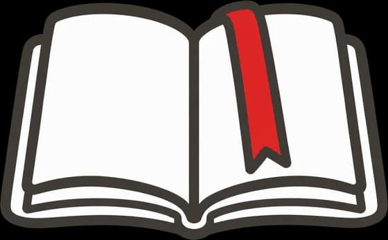 An open book with a red ribbon bookmark across the pages