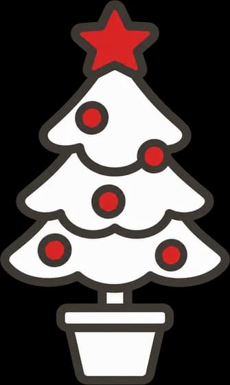 A small potted Christmas tree with red baubles and a star