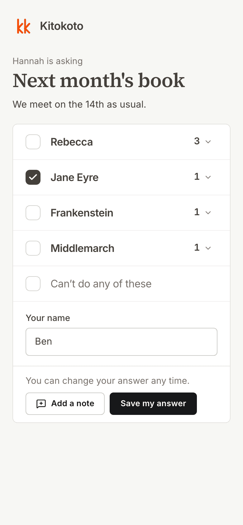 The same poll on a phone