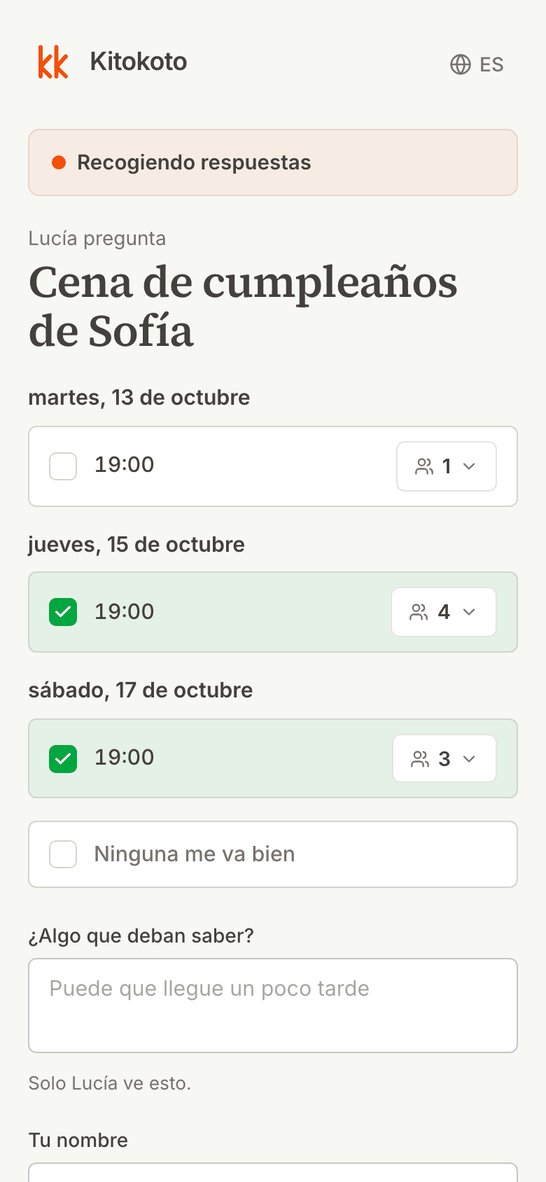 La misma encuesta en un teléfono
