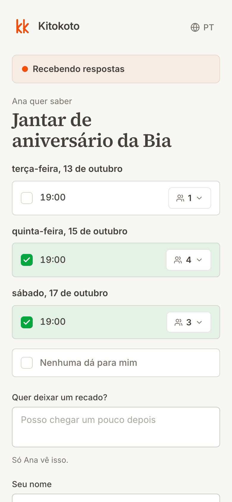 A mesma enquete no celular