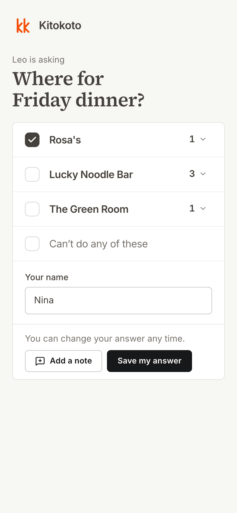 The same poll on a phone