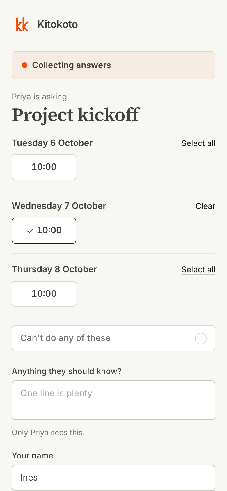 The same meeting poll on a phone